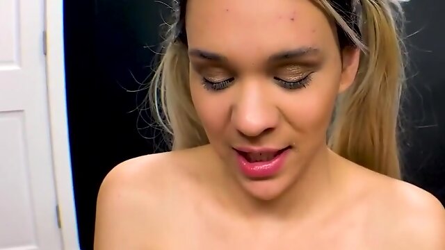 Brunette Coed Sabrina Rubs Her Tits And Pussy While She Sucks A Hard Cock!