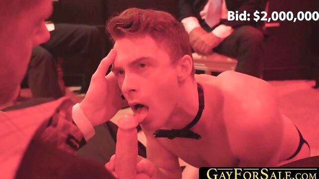GayForSale.com - Voyeur group of mature gentlemen take turns barebacking a young twink sub