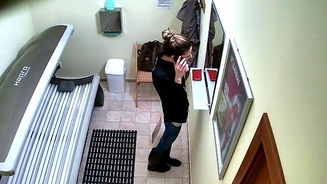 Slim teen in solarium