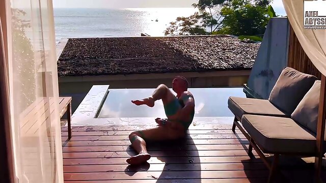 Kinky Axel Abysse Tears His Hole In Pool Solo Anal Torment