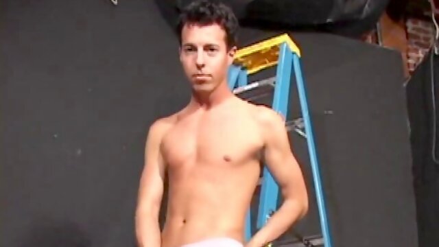 Ryler Jackson decides to take a break from painting and beat off. After stripping naked, the young man strokes his cock with determination, edging himself a few times, before blowing a cum load onto his stomach.