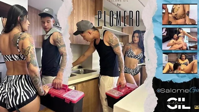 Latina Milf Fucks with Young Plumber as Payment for Her Services-salom