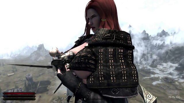 Tall muscle girl in a giantess animation with a short guy