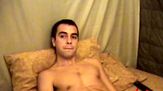 Young amateur Vincenzo takes advantage of some down time and watches a porn video. He strokes up a boner and after a jerk off session releases a high-flying cum shot.