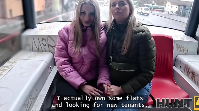 Curvy Busty Blonde PAWG Fucks With a Stranger In Front Of Her Lesbian GF To Get a Flat For Rent