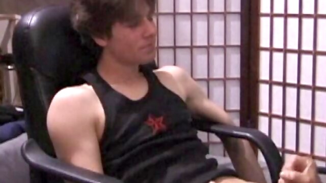 Kicking back in a chair, Jayden is ready to beat off, and we get to watch! This time he gets some help from a mystery hand.