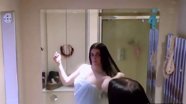 Spying on my gorgeous showering stepsister