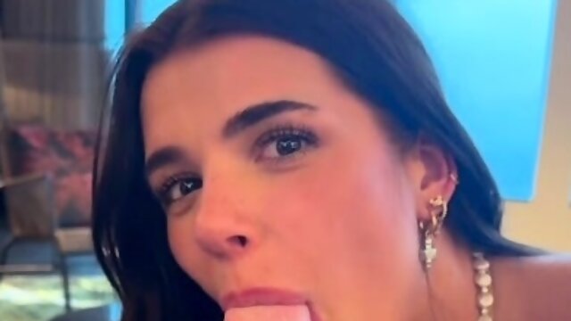 Stunning babe milking a big dick with her mouth in POV 