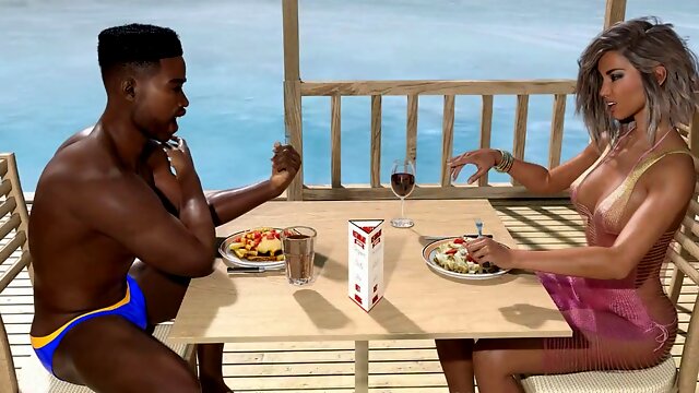 The adventurous couple: ebony guy with a massive cock and his married wife