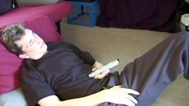 On the floor of his room Derek massages his crotch to himself. He soon pulls out his cock and strokes it until he cums on his stomach.
