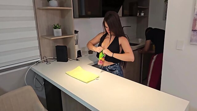 Colombian Hires Couple For Housekeeping And Fucks Girl Behind Husbands Back