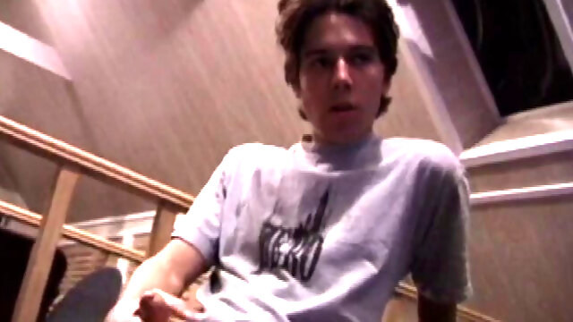 Jayden and Dan grease up their wood and we get close-ups of their horny faces. Jayden sports 8 inches and Dan holds his own. Always the instigator, Dan suggests they cum all over the glass table.