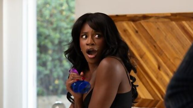 Godlike ebony girlfriend Nicole Kitt is jumping on a big black cock