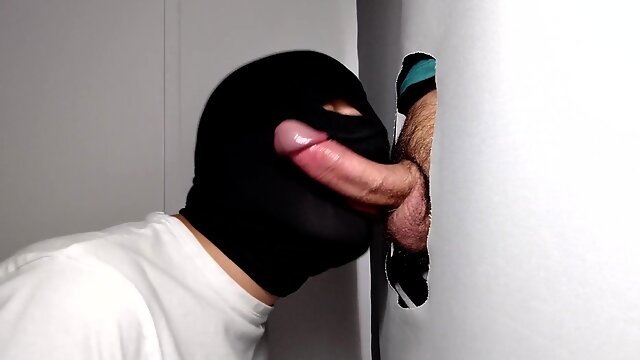 Married gay-for-pay masculine comes to the gloryhole to be drained by an accomplished.