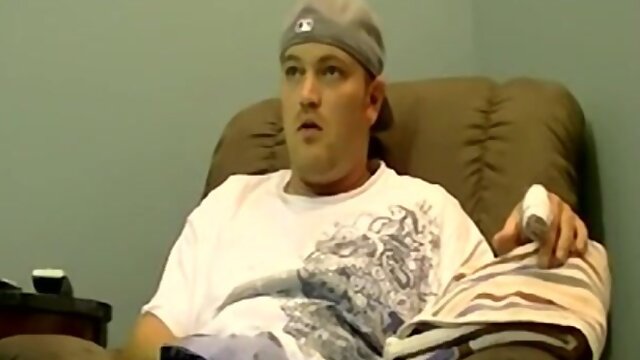 Horny gay guy dick spanks fat ass before wanking up to cum