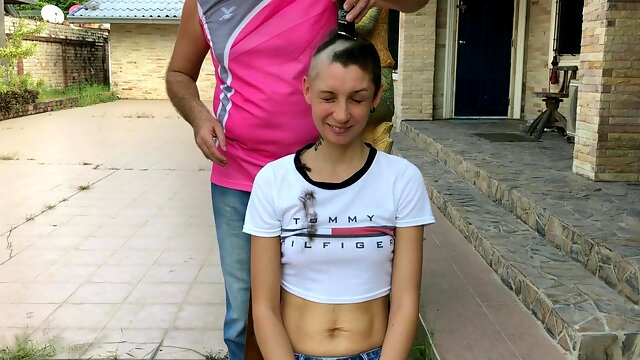 Horny Smooth Shaved Bald Girl Has Double Penetration In All Holes! Mmf Dp, Double Pussy Fuck, Double Anal And Cum On Bald Head