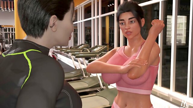Monster Cock Fucks Guy, Shemale And Girl, Creampie, Futanari, Cartoon, Gym, 3D