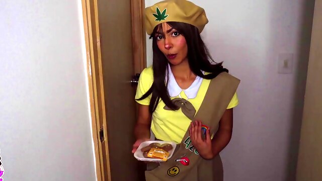 Petite scout girl eats my cum with her cookies