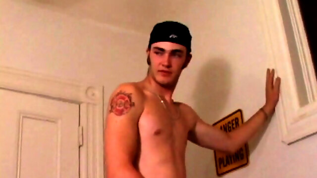 After stripping off his clothes Christian Wilde grabs his cock and starts stroking. He works his dick, as he watches a porn video and eats the precum that emerges while fingering his ass. In no time Christian spews an amazing cum load onto his chest.