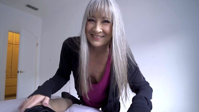 Small-tit granny Leilani Lei gets her shaved pussy drilled in POV