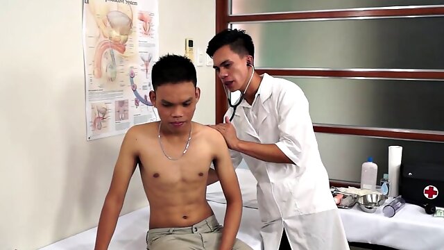 Asian twink fingered and sucked by doctor in the infirmary