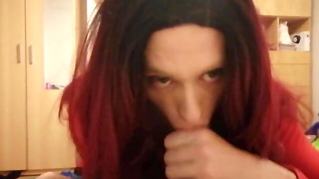 Shemale Swallows Cock, Sissy