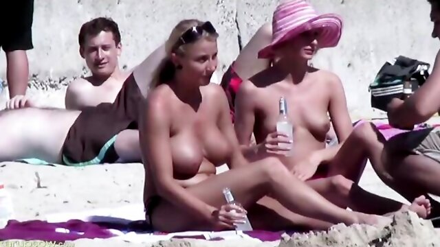 Posing Naked, Nude Beach, Chubby