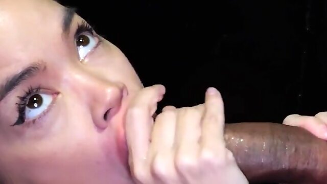 Angelina Moon on her knees sucking cocks of complete strangers