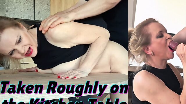 Blonde MILF Taken Roughly on the Kitchen Table