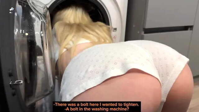 Step Sister got Stuck in the Washing Machine, I Couldnt Resist Fucking Her.