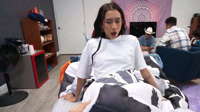 Fucking while our friends play poker, will someone see?