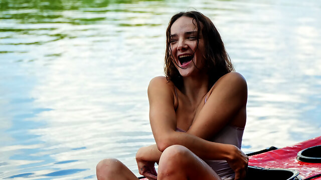 Pale redhead and her partner enjoying the spring day