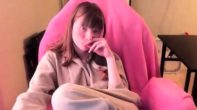Pink labia close up of naive brunette