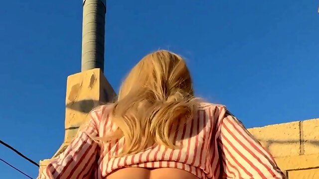 Public Blonde Creampie – 4K Closeup of Gaping Pussy