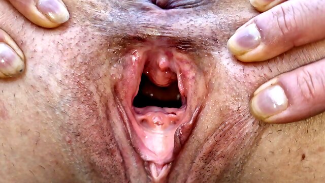 Outdoor Naked, Gaping My Pussy in Close up and Pissing