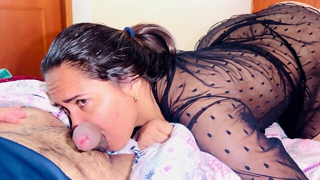 My Colombian girlfriend with phat butt finds me jerking and then we fuck