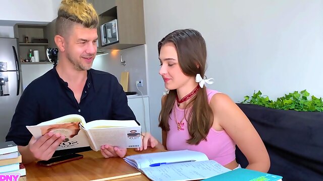 Sexy Student 18+ Sucks Teachers Dick Under The Table