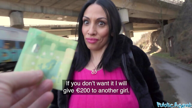 Horny italian milf sells her body to a stranger and agrees to a pulic sex session
