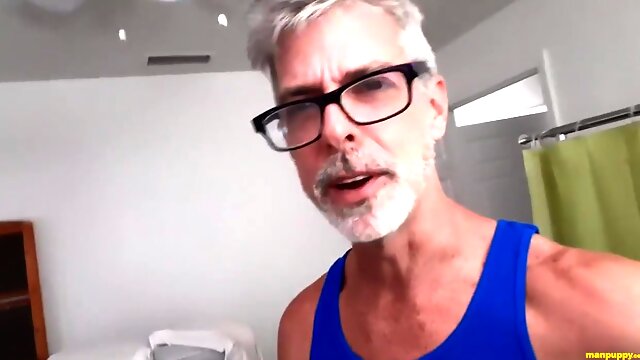 Strokes His Big Cock In The Office With Richard Lennox