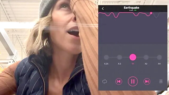 Cumming Hard in Grocery Store with Lush Remote Controlled Vibrator