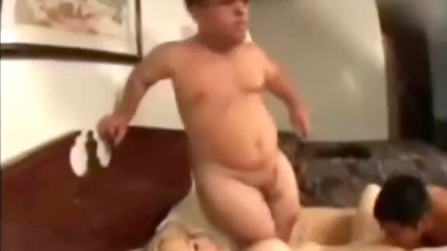 Horny woman fucks lucky midget guy