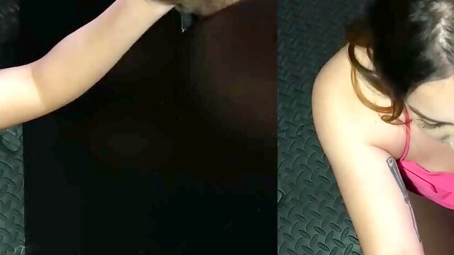 Brunette Sophie Torre gets fucked through a gloryhole