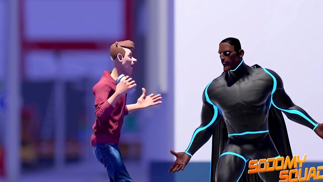 SodomySquad - big black cock Superhero thrusts His shaft In His Own Ass For A Good Self Fucking