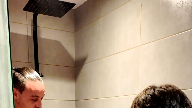 My Husband and Lover Take a Shower Before Eating