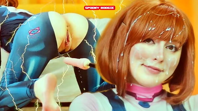 My Hero Academia: Uravity Tries Dont Cum while Sex Machine Fucks Her Pussy A...