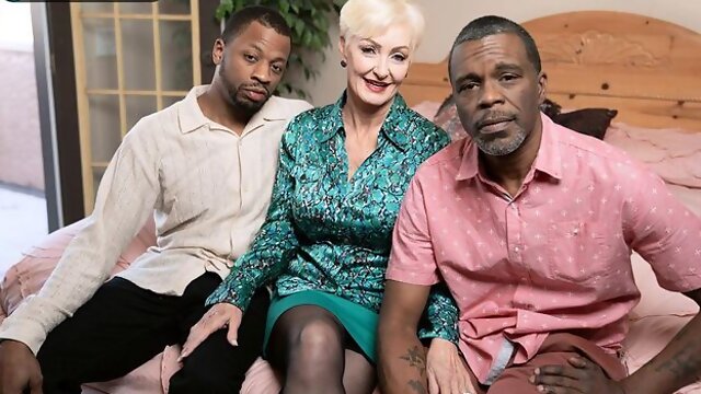 An awesome interracial double penetration with a hot blonde Seka Black