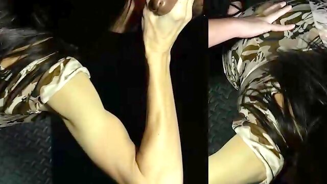 Agatha Delicious gets a load on her face through a glory hole