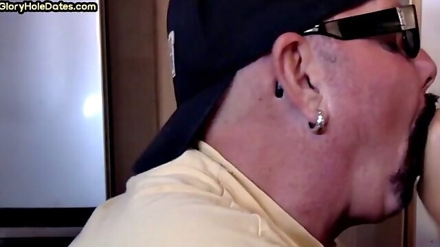 Caught old bearded man suck BBC in gloryhole