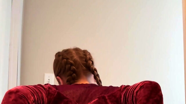 Redhead Riding Dildo While Talking Dirty