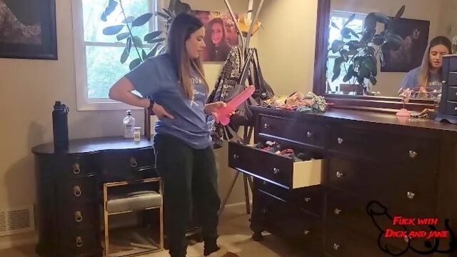 Jane Finds Her Step Daughters Huge Dildo.... and Tries It Out!!!